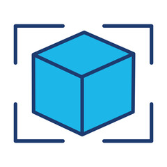 Object Detection Icon In Blue Monochrome Flat Design, Vector Illustration