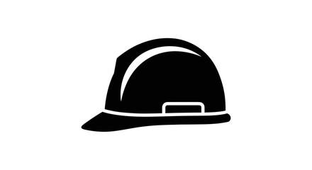 Black and White Hard Hat Safety Icon.