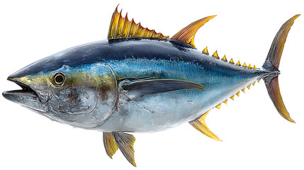 Majestic Yellowfin Tuna A Vibrant Ocean Predator in Stunning Detail.
