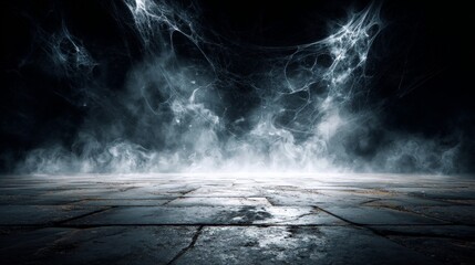 Mysterious void: an eerie backdrop for spooky season scenes. Studio shot. Empty embrace: immersing in the depth of unseen halloween elements. Professional photo. Sharp image.