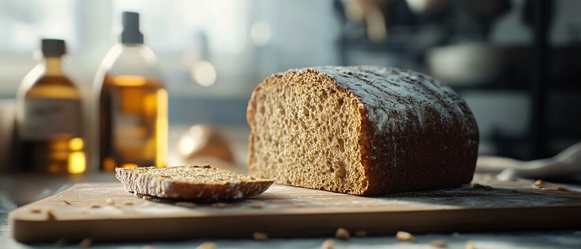 Rye Bread on Wooden Cutting Board
