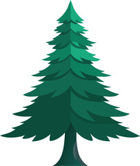 Fototapeta premium Stylized green pine tree illustration isolated on white background