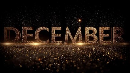 Luxury Christmas Season Animation with Gold Particles. Glittering December Typography for Holiday Celebrations
