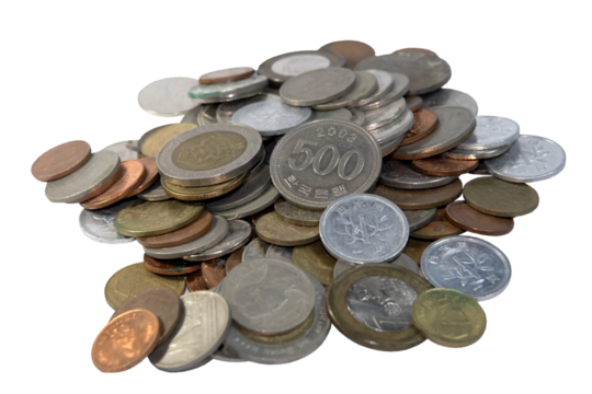 Pile of coins isolated, on transparent background. - Powered by Adobe
