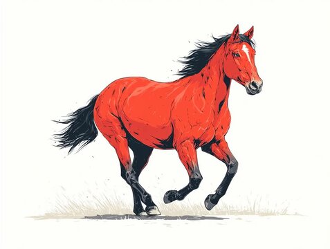 horse, animal, silhouette, farm, Horse, Red Horse, Year of the Red Horse, 2026, New Year, New Year's card, Lunar New Year, New Year's greetings, New Year's greetings, New Year's card, running