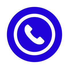 Blue circle with white telephone icon isolated on transparent background