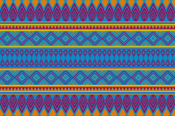 Colorful seamless tribal geometric pattern with ethnic motifs and vibrant traditional design