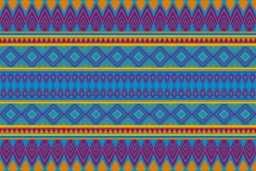 Fotobehang Afrikaanse Motieven Colorful seamless tribal geometric pattern with ethnic motifs and vibrant traditional design  © suthat