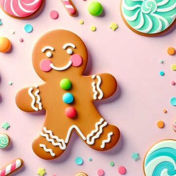 Ein sch&ouml;ner Papierausschnitt eines fr&ouml;hlichen Lebkuchenm&auml;nnchens