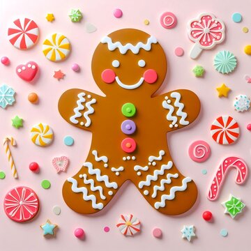 Ein sch&ouml;ner Papierausschnitt eines fr&ouml;hlichen Lebkuchenm&auml;nnchens