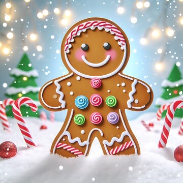 Ein sch&ouml;ner Papierausschnitt eines fr&ouml;hlichen Lebkuchenm&auml;nnchens