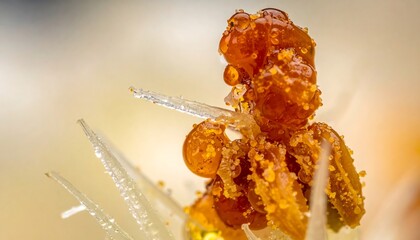 Extreme Macro Shot of a Tiny Spider Mite Infestation on a Plant Stem.