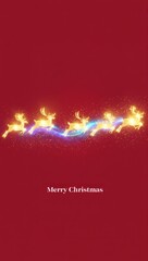 Obraz premium Majestic leaping reindeer formed from shimmering gold glitter with text space