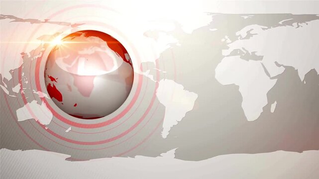 world breaking news Studio. Digital World Map News Intro Blue Background 3D rendering. 4k rotating red world map animation background breaking news
