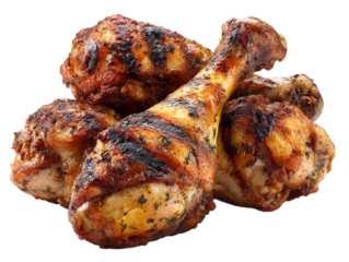 Grilled Chicken Drumsticks: A tempting arrangement of perfectly grilled chicken drumsticks, boasting a beautiful golden-brown skin, evokes a sense of culinary delight.