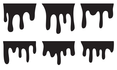 Black dripping ink, Isolated spots of paint, floating oil blots vector, ink splatter black, stain and drip illustration
