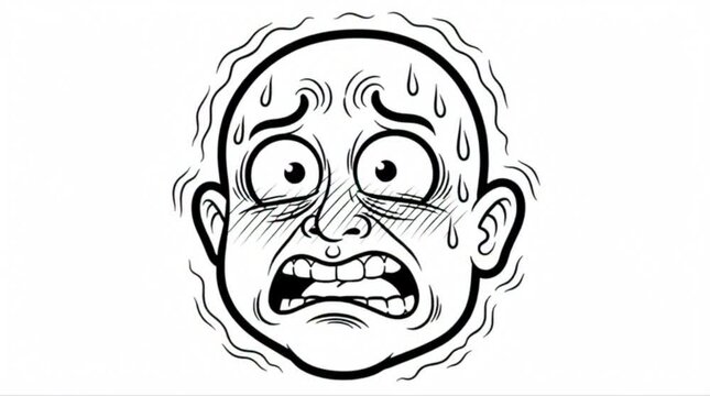 Man sweating profusely with an open mouth, facing his fears