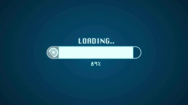 Animation of a simple bar increasing its horizontal size, Computer loading screen glitch effect. design Video animation on transparent Internet,