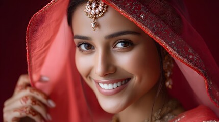 an Indian bride with a smole