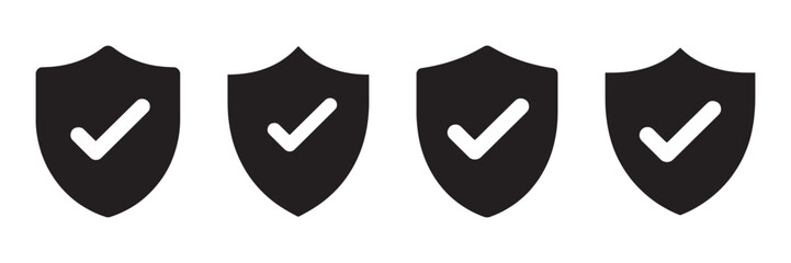 simple shield icon with checkmark in black  minimalist design for security ui and web