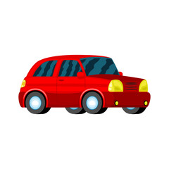 A small red car on a white background.