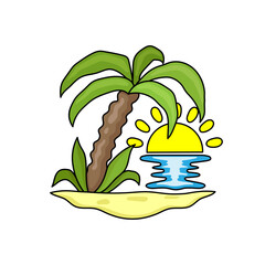 Summer beach icon on a white background.