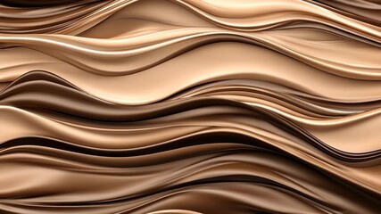 Soft waves of fabric flow gracefully, showcasing dynamic textures and colors of gold and brown in an artistic display