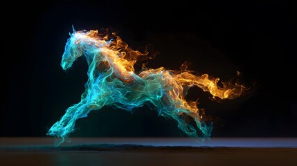 A horse is drawn with fire 