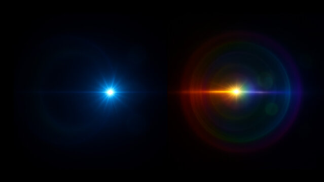 optical flare wam and cold in black background - Powered by Adobe