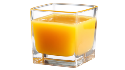 Square glass of fresh orange juice, a refreshing and healthy drink, perfect for breakfast or a snack, full of vitamins