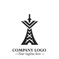 Tower Logo Symbol in Black on the White Background with Simple Modern Architecture Design
