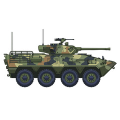 Camouflaged Armored Vehicle A High-Tech Military Transport Illustration
