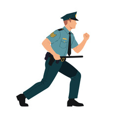 Running Policeman A Dynamic Illustration of Law Enforcement in Motion