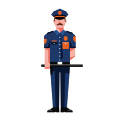Police Officer Icon A Vector Illustration of a Policeman in Uniform with a Baton, Ideal for Law Enforcement and Security Graphics