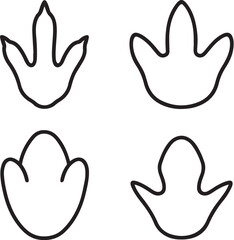 Fototapeta premium dinosaur footprints black and white vector set.eps