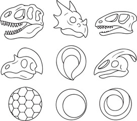 dinosaur skulls black and white vector set.eps