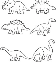 prehistoric herbivores black and white vector set.eps