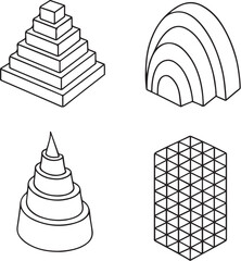 abstract architectural compositions black and white vector set.eps