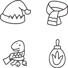 Dinosaur-Themed Winter Accessories in Black and White Vector.eps