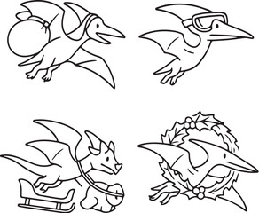 Pterodactyl Vector Christmas Set with Full Margins.eps