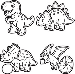 Dinosaur-Themed Sweets in Black and White Vector.eps