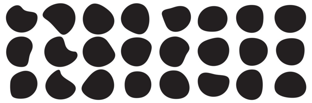 bloob shape organic, collection from abstract forms for design and paint, liquid silhouetee drop in modern style, Basic stains isolated elements on white background