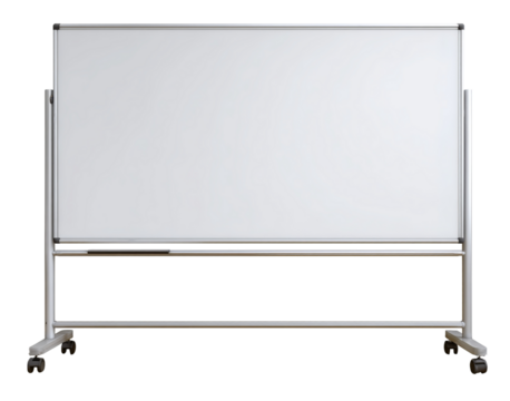 Wheeled Whiteboard with Tray isolated on a transparent background
