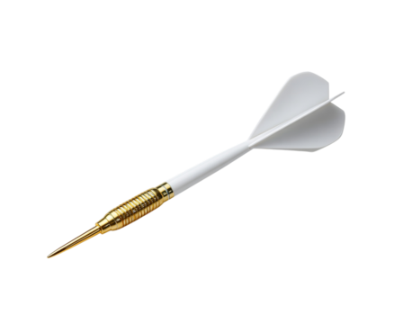White dart with gold tip isolated on a transparent background