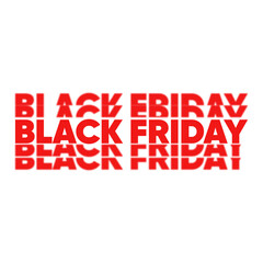 Black Friday Text Banner with Reflection Effect | Red Bold Typography Design for Holiday Sale and Shopping Promotion