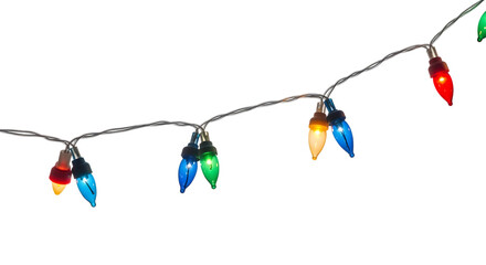 Colorful christmas lights string isolated on transparent background