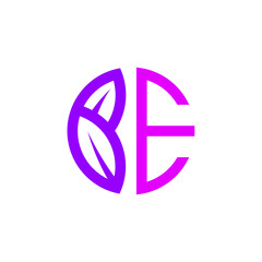 Modern BE letter logo design with leaf concept, eco-friendly and creative business brand identity