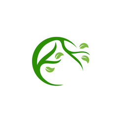 Green Tree Branch Logo Design with Leaves – Eco Nature Symbol