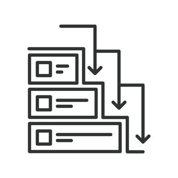 Waterfall model icon in line design. waterfall, project, management, stages, process, timeline, plan on white background vector. Waterfall model editable stroke icon