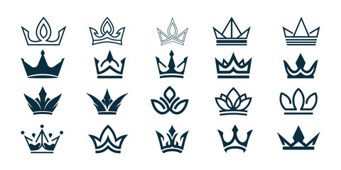 Elegant Crown Logo Set Vector Design